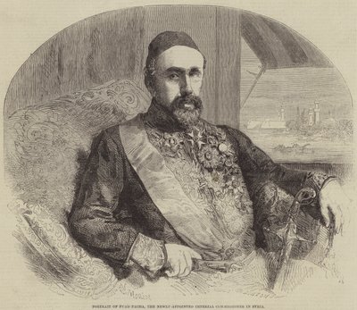 Ritratto di Fuad Pacha, il nuovo commissario imperiale in Siria da Edmond Morin